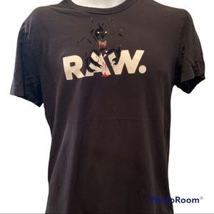G-Star RAW Black T-shirt with logo and panther design Size M